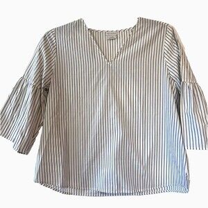 Ladies Van Heusen Striped Blouse with Balloon Sleeves Size Large